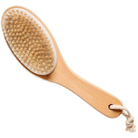 100% Natural Boar Bristle Body Brush With Contoured Wooden Handle By Touch Me