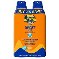 Banana Boat Sport Ultra Spf 30 Sunscreen Spray Twin Pack | Banana Boat Sunscreen Spray Spf 30, Spray On Sunscreen, Water Resistant Sunscreen, Oxybenzone Free Sunscreen Pack, 6Oz Each