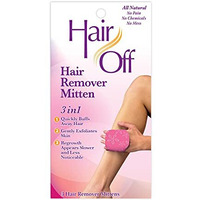 Hair Off Hair Remover Mitten - All-Natural, Painless & Chemical Free - Full Body Hair Removal - Slows & Lessens Regrowth - Exfoliates Skin (3 Mittens Per Box)