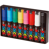 Posca Mitsubishi Pencil Pc8K8C Water-Based Pen, Broad Point, Square Core, 8 Colors