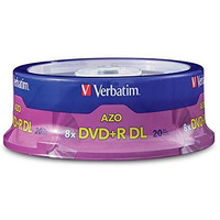 Verbatim Dvd+R Dl 8.5Gb 8X With Branded Surface - 20Pk Spindle