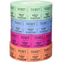 Indiana Ticket Company 56759 Raffle Tickets, (4 Rolls Of 2000 Double Tickets) 8, 000 Total 50/50 Raffle Tickets, (Assorted Colors)