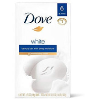 Dove Beauty Bar, White 4 Oz, 6 Bar, Blue, Unscented, 24 Oz