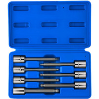 Neiko 10072A 3/8-Inch Drive Extra Long Allen Hex Bit Socket Set, Sae, 1/8-Inch - 3/8-Inch | S2 And Cr-V Steel, 7-Piece Set