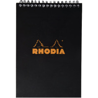 Rhodia Wirebound Notepad - Lined 80 Sheets - 6 X 8 1/4 - Black Cover - Pack Of 1