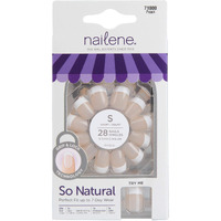 Nailene So Natural Short Artificial Nails, Beige Fuzzy - Fake Nail Kit With 28 Nails (12 Sizes) & Nail Glue Included - Designed For Comfort & Natural Look - False Nails With Up To 7 Days Of Wear
