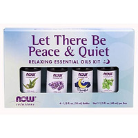 Now Essential Oils, Let There Be Peace & Quiet Aromatherapy Kit, 4X 10Ml Including Lavender Oil, Peppermint Oil, Eucalyptus Oil And Peaceful Sleep Oil Blend With Child Resistant Caps