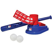 Franklin Sports Kids Baseball Pitching Machine - Pop A Pitch Baseball Batting Machine With Youth Bat + 3 Plastic Baseballs - Boys + Girls Baseball Toy