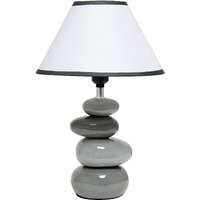 Simple Designs Lt3052-Gry 147 Shades Of Gray Ceramic Stacked Stone Standard Table Lamp With Fabric Shade For Home Dacor, Nightstand, End Table, Bedroom, Living Room, Office, Foyer, Gray
