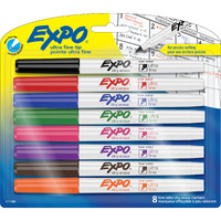 Expo Low Odor Dry Erase Markers, Ultra-Fine Tip, Assorted Colors, 8 Count