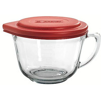 Anchor Hocking Batter Bowl, 2 Quart Glass Mixing Bowl With Red Lid