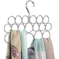 Idesign Axis Metal Loop Scarf Hanger, No Snag Closet Organization Storage Holder For Scarves, Mens Ties, Womens Shawls, Pashminas, Belts, Accessories, Clothes, 18 Loops, Chrome
