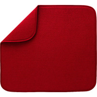 S&T Inc Dish Drying Mat For Kitchen, Absorbent, Reversible Microfiber Dish Mat, 16 Inch X 18 Inch, Red
