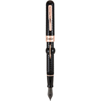 Conklin Mark Twain Crescent Fountain Pen, Black Chased With Rose Gold Trim, Stub Nib (Ck71139)