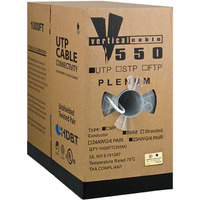 Cat6, Utp, 23Awg, 8C Solid Bare Copper, Plenum, 1000Ft, White, Bulk Ethernet Cable