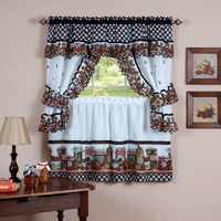 Printed Cottage Tier And Swag Window Curtain Set - 57 Inch Width, 24 Inch Length - Mason Jars - Light Filtering Drapes For Kitchen, Living & Dining Room By Achim Home Decor