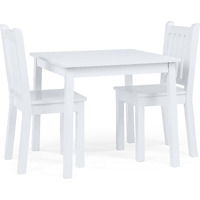 Humble Crew, White Kids Wood Square Table And 2 Chairs Set