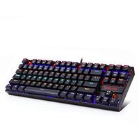 Redragon K552 Mechanical Gaming Keyboard 87 Key Rainbow Led Backlit Wired With Anti-Dust Proof Switches For Windows Pc (Black Keyboard, Red Switches)