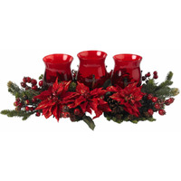 Poinsettia & Berry Triple Candleabrum