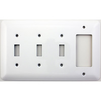 Mulberry Princess Style White Four Gang Combination Switch Plate - Three Toggle Light Switch Openings One Gfi/Rocker Opening