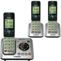 Vtech Cs6629-3 Dect 6.0 Expandable Cordless Phone With Answering System And Caller Id/Call Waiting, Silver With 3 Handsets, 6.9"" X 6.7"" X 5.2""