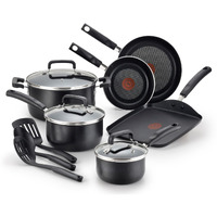 T-Fal Signature Nonstick Cookware Set 12 Piece Oven Broiler Safe 350F Pots And Pans, Dishwasher Safe Black