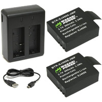 Wasabi Power Battery (2-Pack) And Dual Charger For 1080P And 4K Action Cameras (Compatible With Akaso, Aokon, Campark, Dmyco, Heihei, Soocoo, Vemico, Sjcam M10, Sj4000, Sj5000 And More)