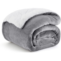 Bedsure Sherpa Fleece Throw Blanket For Couch - Thick And Warm Blanket For Winter, Soft And Fuzzy Throw Blanket For Sofa,Afall Throw Blanket, Grey, 50X60 Inches