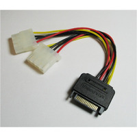 Koolertek 6"" Sata 15-Pin Male To Dual 4-Pin Molex Female Y Splitter Adapter Cable