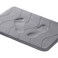 Memory Foam Bath Mat For Bathroom Non Slip Bath Rug Velvet Thick Soft And Comfortable Water Absorbent Machine Washable Easier To Dry Floor Rug Mats Waved Pattern, 24X17 Inches, Grey