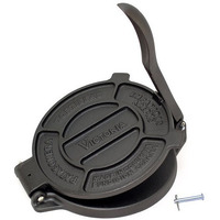 Victoria 8 Inch Cast Iron Tortilla Press. Tortilla Maker, Flour Tortilla Press, Rotis Press, Dough Press, Pataconera Seasoned With Flaxeed Oil, Black -