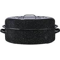 Granite Ware 20 Lb. Capacity 19 In. Covered Oval Roaster, Speckled Black Enamel On Steel