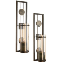 Danya B Set Of Two Wall Sconces, Metal Wall Dacor, Antique-Style Metal Sconce For Home, Patio Or Office - Decorative Metal Wall Scone, Candle Holder, Real Or Battery Operated Candles