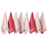 Dii Everyday Basic Collection Woven Dishtowel Set, 20X28, Red, 8 Piece