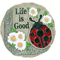 Spoontiques - Garden D  Cor -Life Is Good Ladybug Stepping Stone - Decorative Stone For Garden