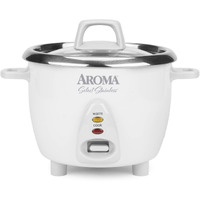 Aroma Housewares Select Stainless Rice Cooker & Warmer With Uncoated Inner Pot, 6-Cup(Cooked) / 1.4Qt, Arc-753Sg, White