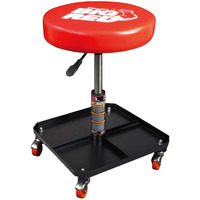 Big Red Tr6350 Torin Rolling Pneumatic Creeper Garage/Shop Seat: Padded Adjustable Mechanic Stool With Tool Tray Storage, Red Large