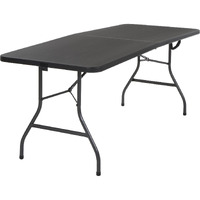 Coscoproducts Deluxe 6 Foot X 30 Inch Fold-In-Half Blow Molded Folding Table, Black