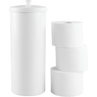Idesign Plastic Holder The Kent Collection - Hold 3 Rolls Of Toilet Paper, Toilet Tissue Canister, 625 X 625 X 155, White