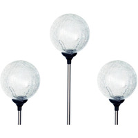 Sogrand 3Pcs,Solar Lights Outdoor,3 Color Led Crackle Glass Globe Stainless Steel,Solar Light,Solar Garden Lights,Solar Path Lights,For Lawn Patio Yard Walkway Driveway Pathway Landscape