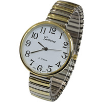Super Large Face Easy To Read Two-Tone Stretch Band Watch