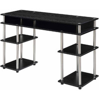 Convenience Concepts Designs2Go No Tools Student Contemporary Office Desk And Vanity With Shelves, 47.25"" L X 15.75"" W X 30"" H, Black