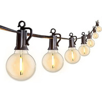 Outdoor String Lights 25 Feet G40 Globe Led Patio Lights With 13 Edison Plastic Bulbs(1 Spare), Waterproof Connectable Hanging Christmas Lights For Backyard Porch Balcony Party Xmas Decor, Black