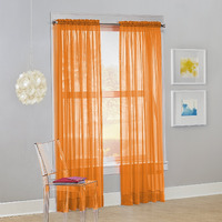 No 918 Calypso Sheer Voile Rod Pocket Curtain Panel, 59 X 84, Orange