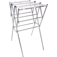 Household Essentials 5127 Collapsible Expandable Metal Clothes Drying Rack - Dry Wet Laundry Indoors - Satin Silver, 24.5""D X 20""W X 34.5""H