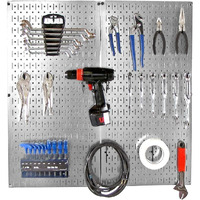Wall Control Pegboard 32In X 32In Metal Pegboard Organizer Starter Kit Galvanized Tool Board