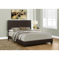Monarch Specialties , Bed, Leather-Look, Dark Brown, Queen