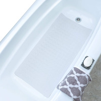 Slipx Solutions White Extra Long Rubber Safety Bath Mat (18 X 36 Inch, 220 Suction Cups, Great Non-Slip Coverage)