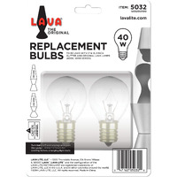Lava 5032-6 40-Watt Replacement 2-Pack Brand 16.3 And 17 Inch Lamps Light Bulb, 2 Count (Pack Of 1), Clear