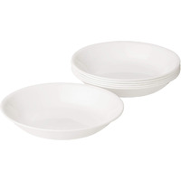 Corelle Vitrelle 6-Piece Bowl Set, Triple Layer Glass And Chip Resistant, 20-Oz Lightweight Round Bowls, Winter Frost White